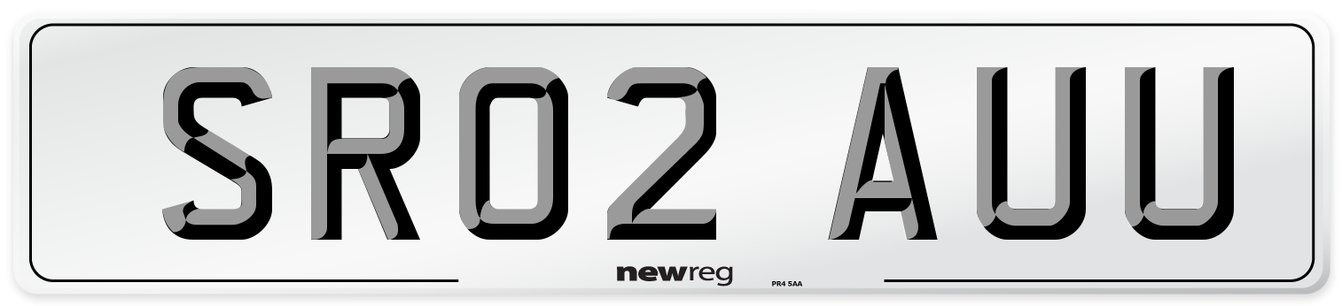 SR02 AUU Number Plate from New Reg